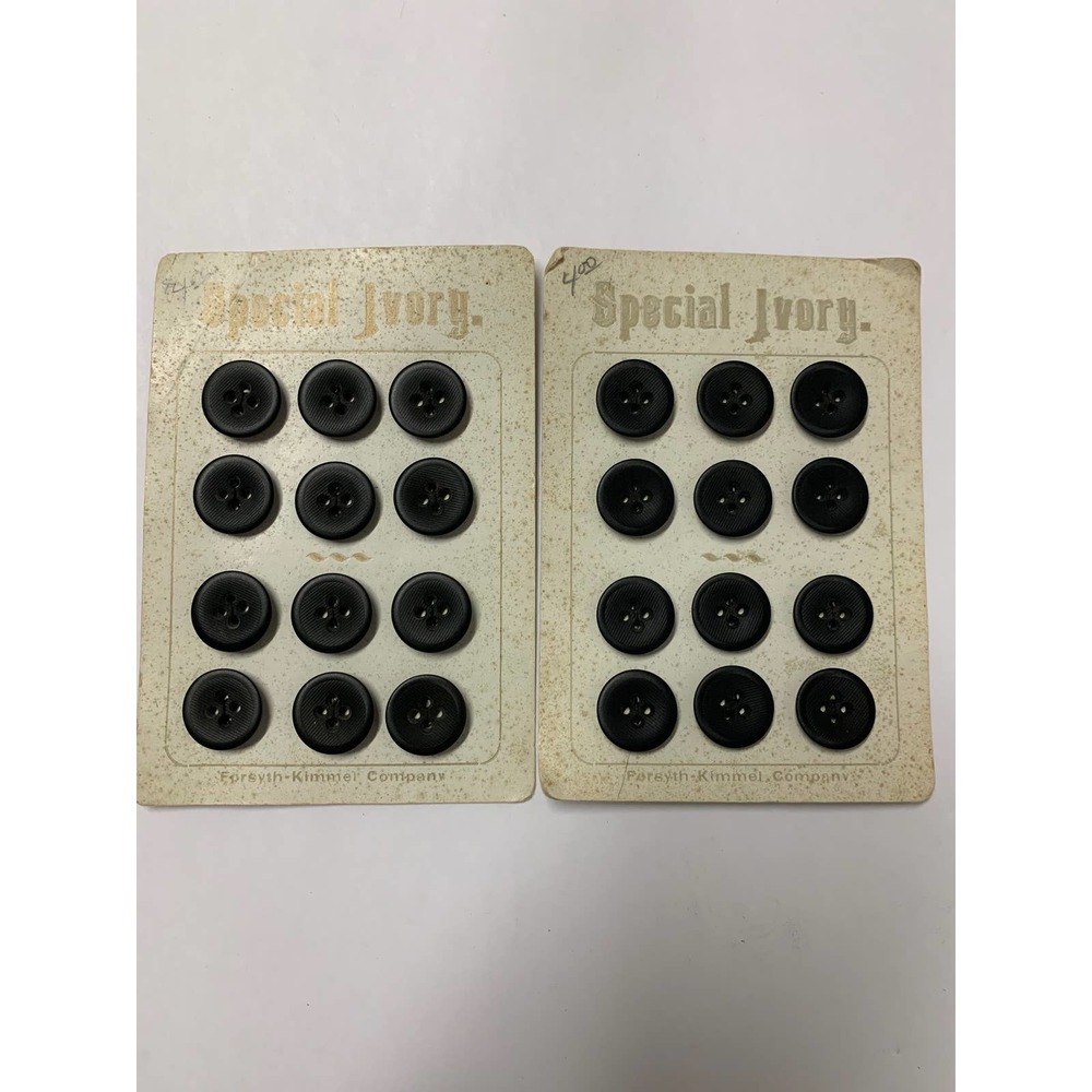 Vintage Special Ivory (Vegetable Ivory) Buttons 2‎ Card Lot 12 Buttons/Card NOS